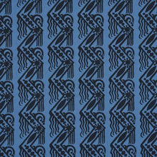 Load image into Gallery viewer, Schumacher Venetian Zig Zag Block Print Fabric 181561 / Black On Blue