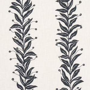 Schumacher Tendril Stripe Indoor/Outdoor Fabric 181671 / Black & Cream