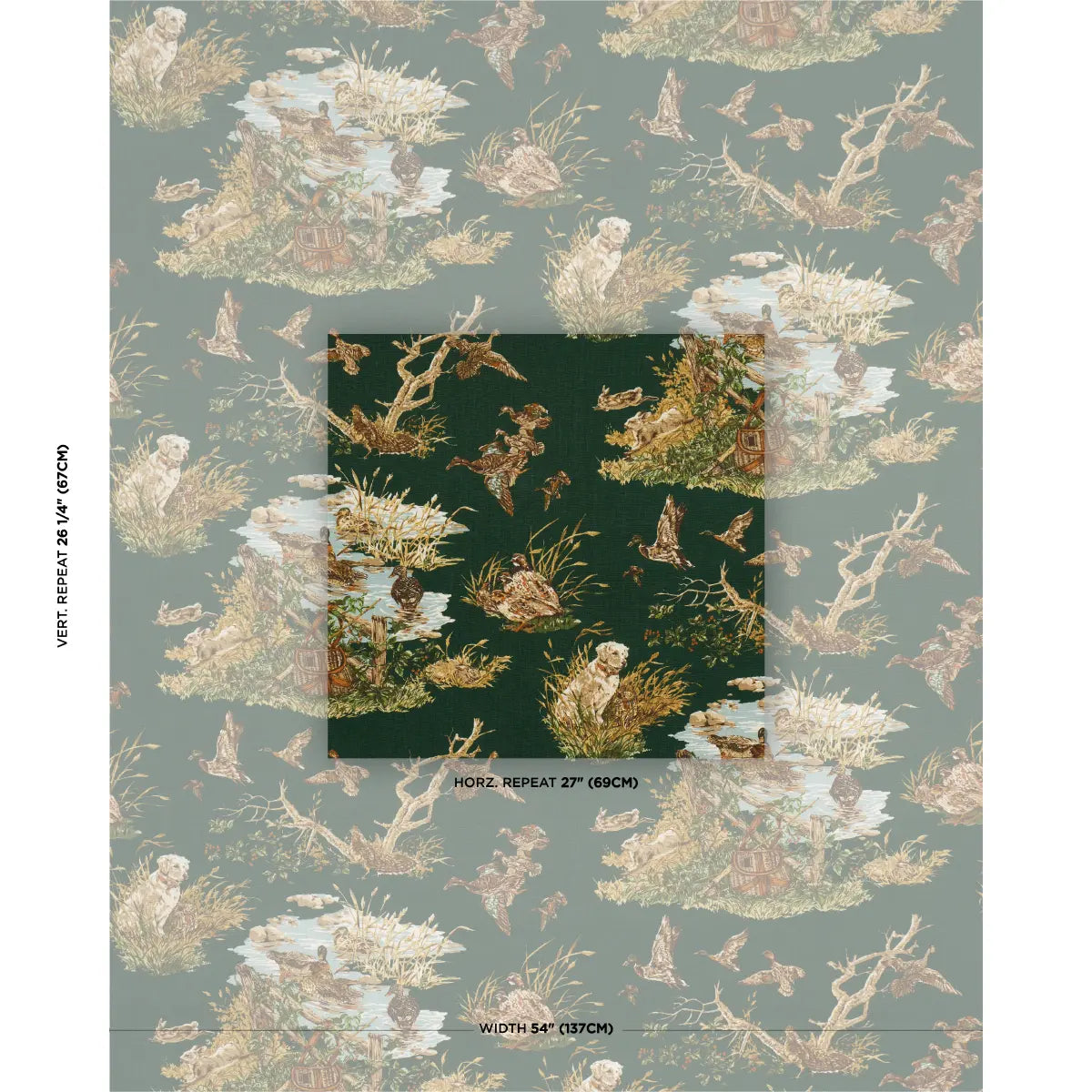 Schumacher Dog & Duck Fabric Verdant | Fabric Bistro | Columbia
