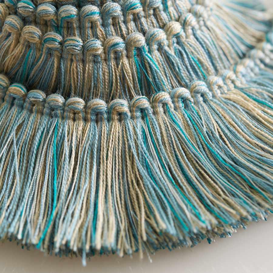 Turquoise Olive Green Beige Natural hot Wool Tassel Trim Scallop Fringe Spa Blue Aqua 2.25