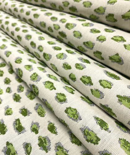 Perennials Elements Wasabi Lime Green Cream Reversible Animal Pattern Cheetah Water Resistant Upholstery Drapery Fabric STA 5059