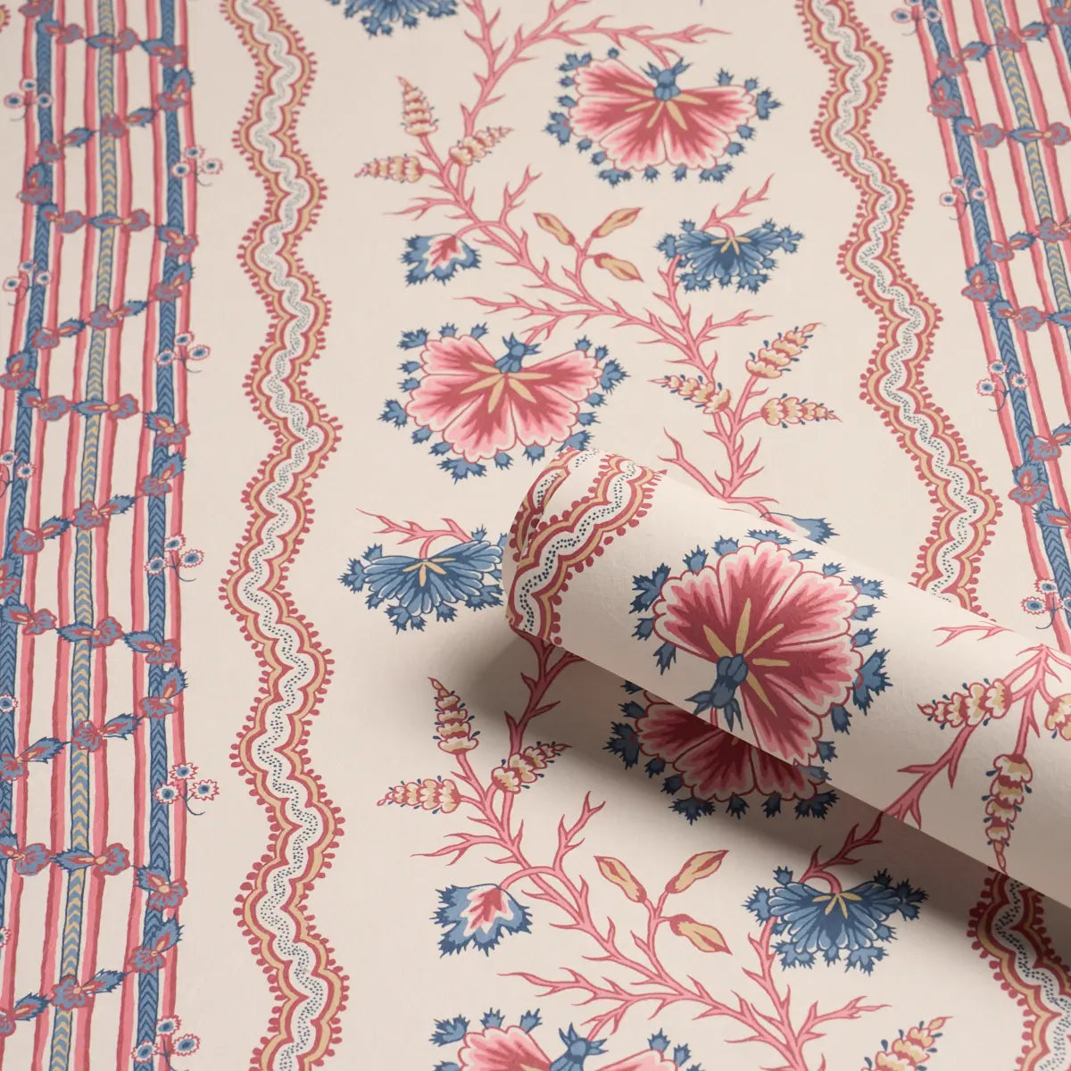 Schumacher Parvati Floral Wallpaper Vermilion | Fabric Bistro ...