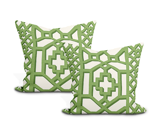 Pair of Custom Made Schumacher  Zanzibar Trellis Pillow Covers - Both Sides