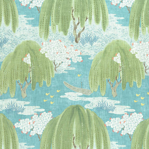 Set of Two Made to Order Thibaut Willow Tree Side Drapery Panels
