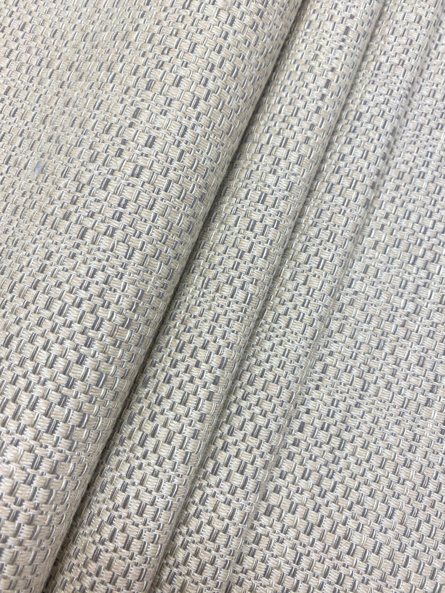 Designer Textured Woven Gray Beige Ivory Neutral MCM Mid Century Modern Tweed Basketweave Upholstery Drapery outlets Fabric STA774