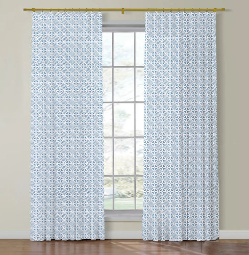 Set of Two Made to Order Thibaut Plaza Side Drapery Panels