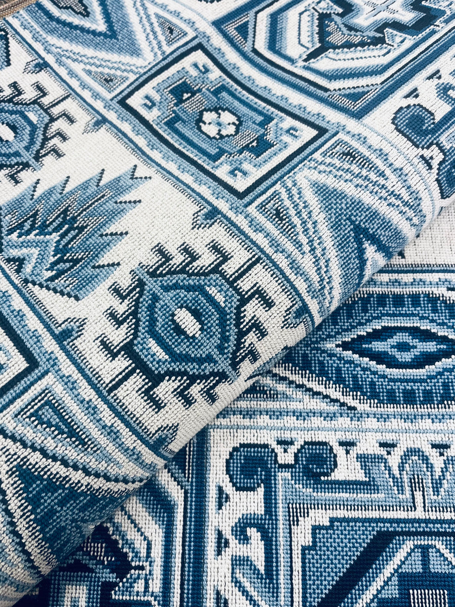 Schumacher Crowley Épinglé Fabric Blue | Fabric Bistro | Columbia ...