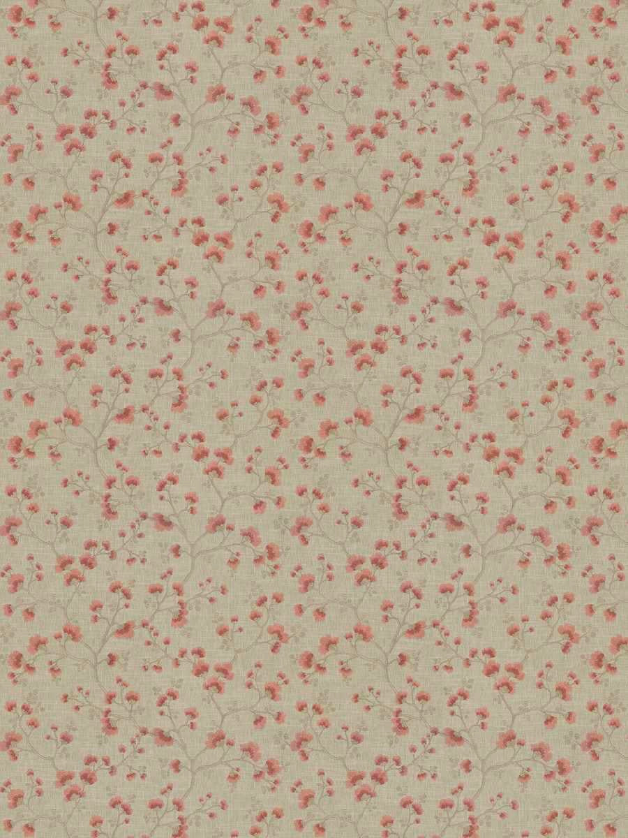 Beige Coral Botanical Embroidered Drapery Fabric, Fabric Bistro, Columbia