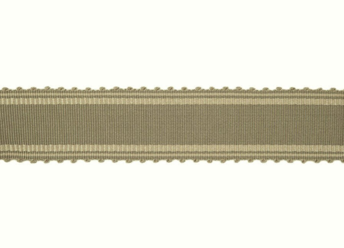 2 1/8" Wide Greige Beige Stripe Drapery Tape Trim Fabric Bistro