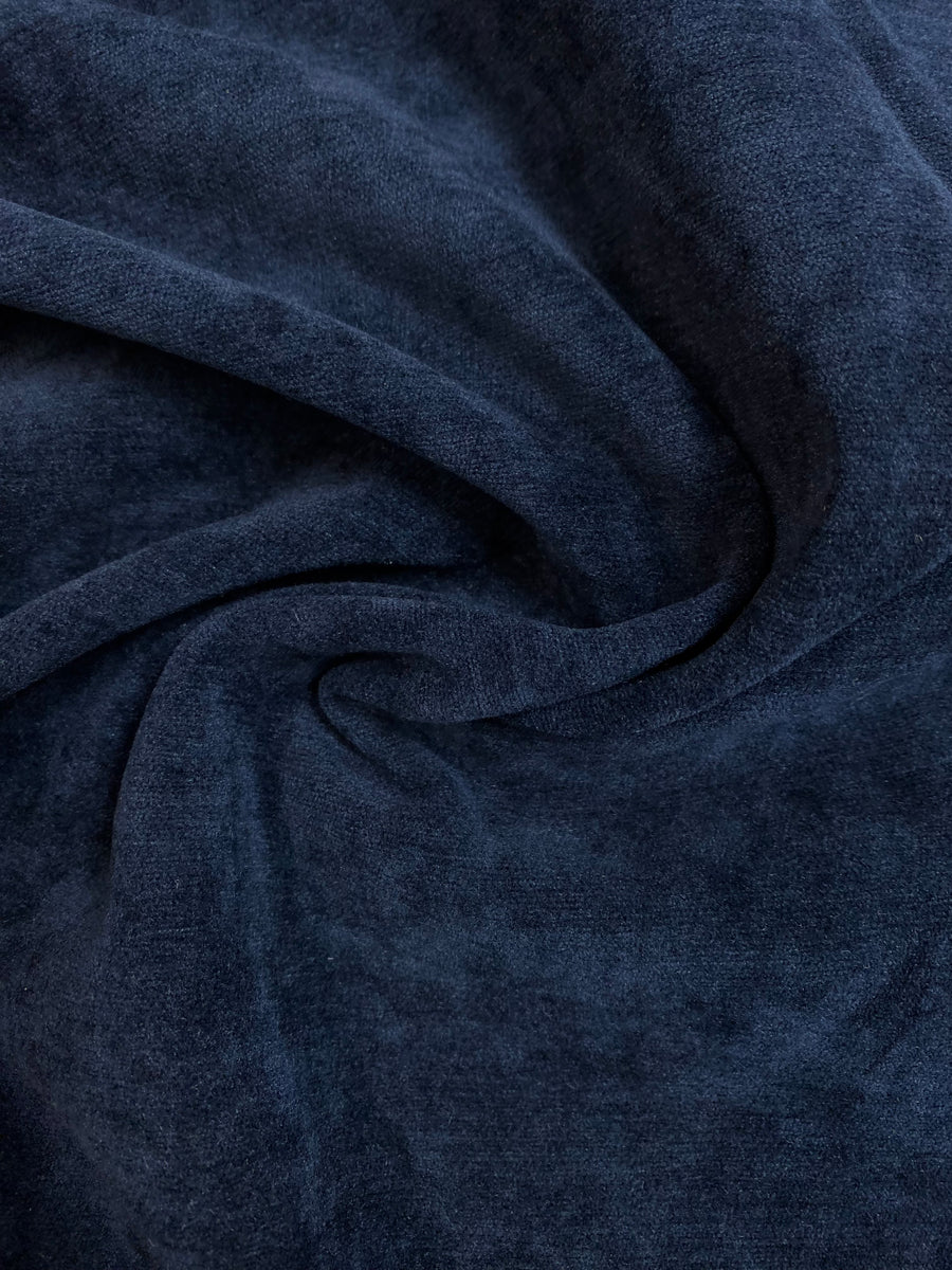 A187 Indigo Solid Chenille Upholstery Fabric