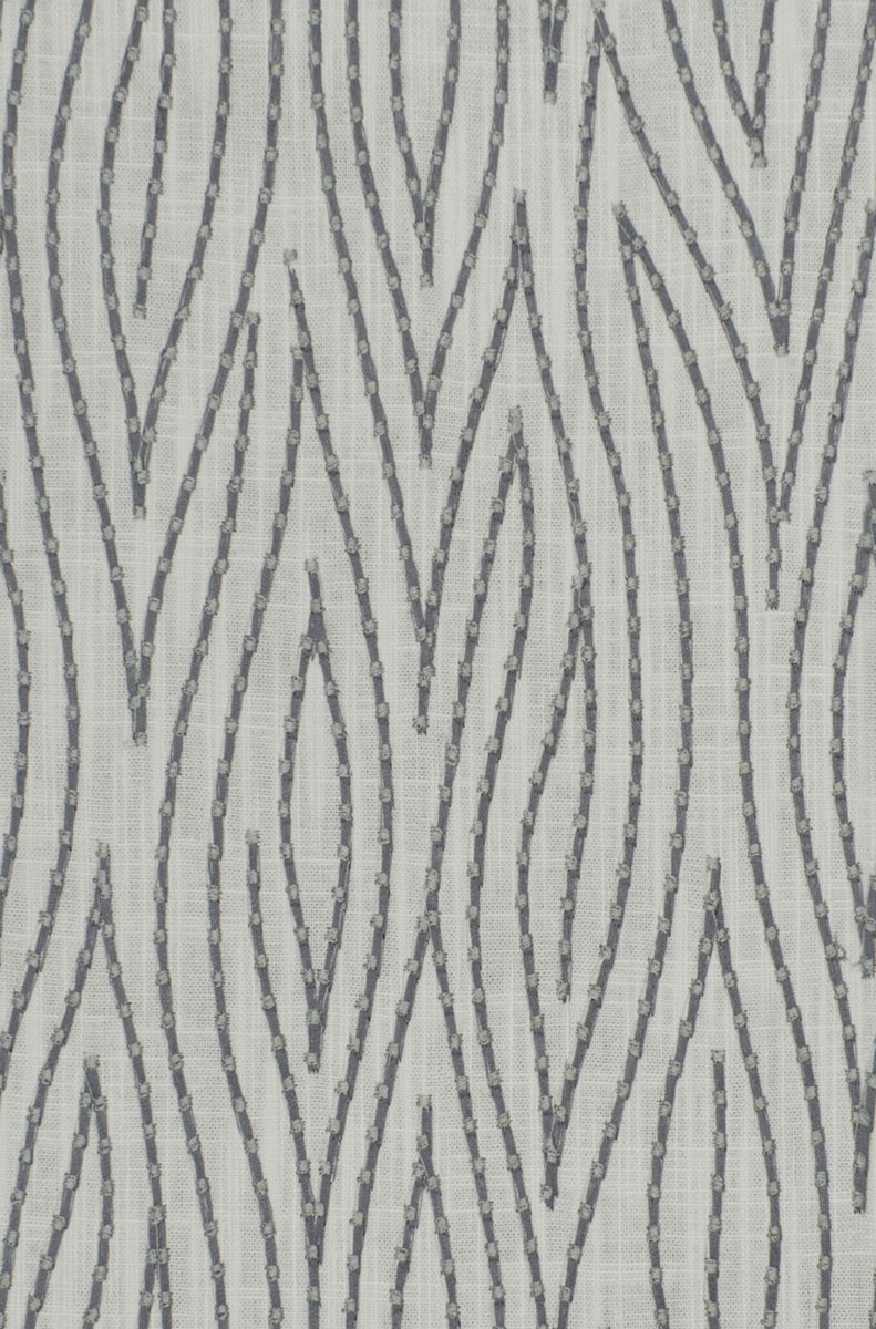 Cotton Steel Blue Grey Abstract Embroidered Drapery Fabric Fabric Bistro