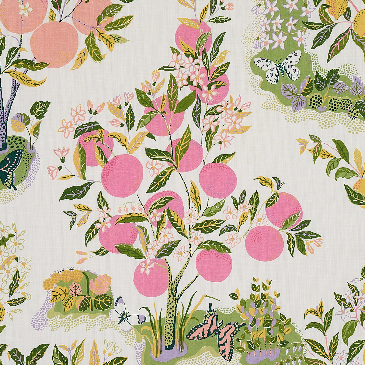 Schumacher Fabric by the yard / 54 wide Fabric / Light Yellow fabric by  the yard / Home Decor Fabric / Pink Schumacher Fabric