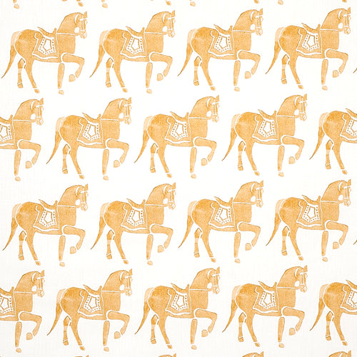 Schumacher Marwari Horse Fabric 179131 / Mustard