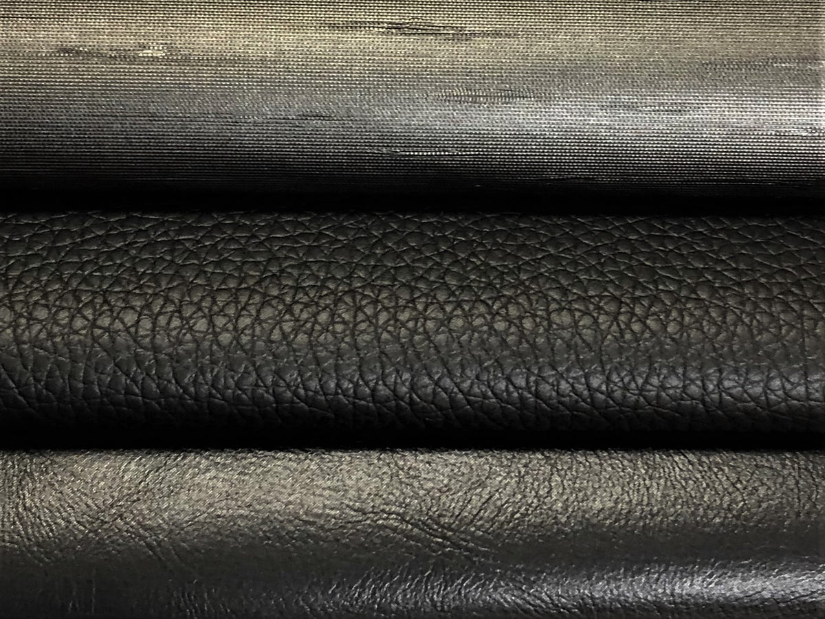 GARNER BLACK Faux Leather Upholstery Vinyl Fabric