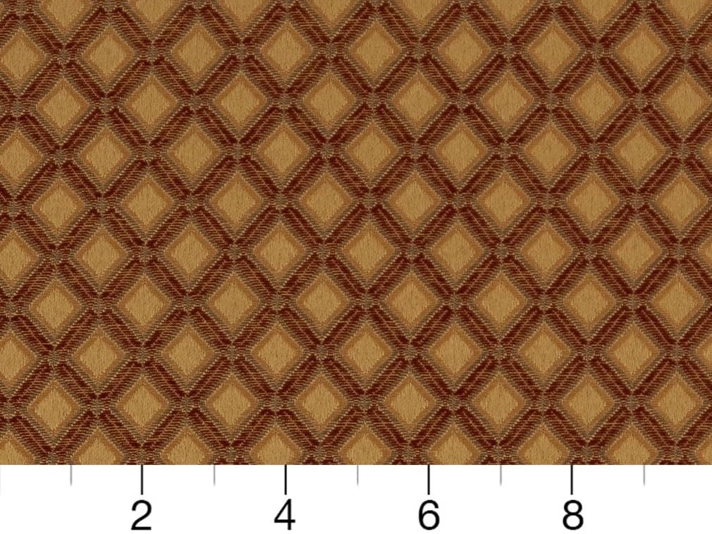 Decorative Diamond Design in Red and Gold, Upholstery Fabric, Heavy  Drapery, Polyester, 54 Wide