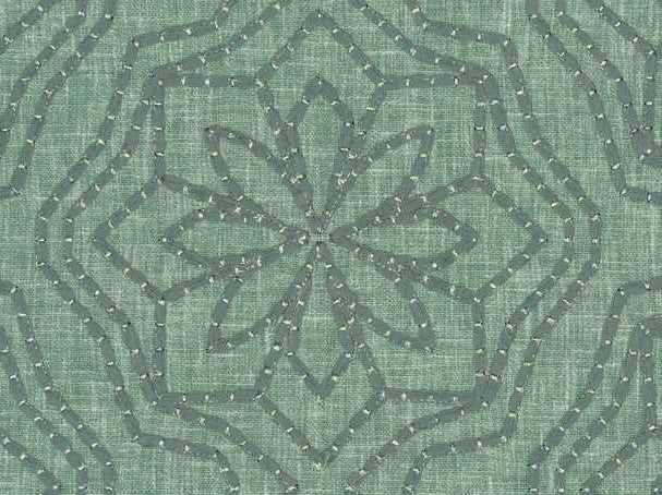 Seafoam Green Silver Metallic Embroidered Geometric Floral Drapery Fabric hotsell