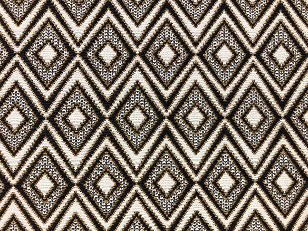 Designer Water & Stain hot Resistant Black Grey Brass Beige Asian Abstract Upholstery Drapery Fabric