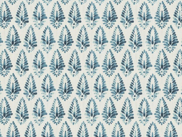 Azure Blue Plain Solid Linen Upholstery Fabric by The Yard
