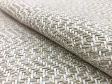 Load image into Gallery viewer, Designer Water &amp; Stain Resistant Woven Cream Beige Neutral Linen Cotton Polyamid Geometric Abstract Upholstery Drapery Fabric