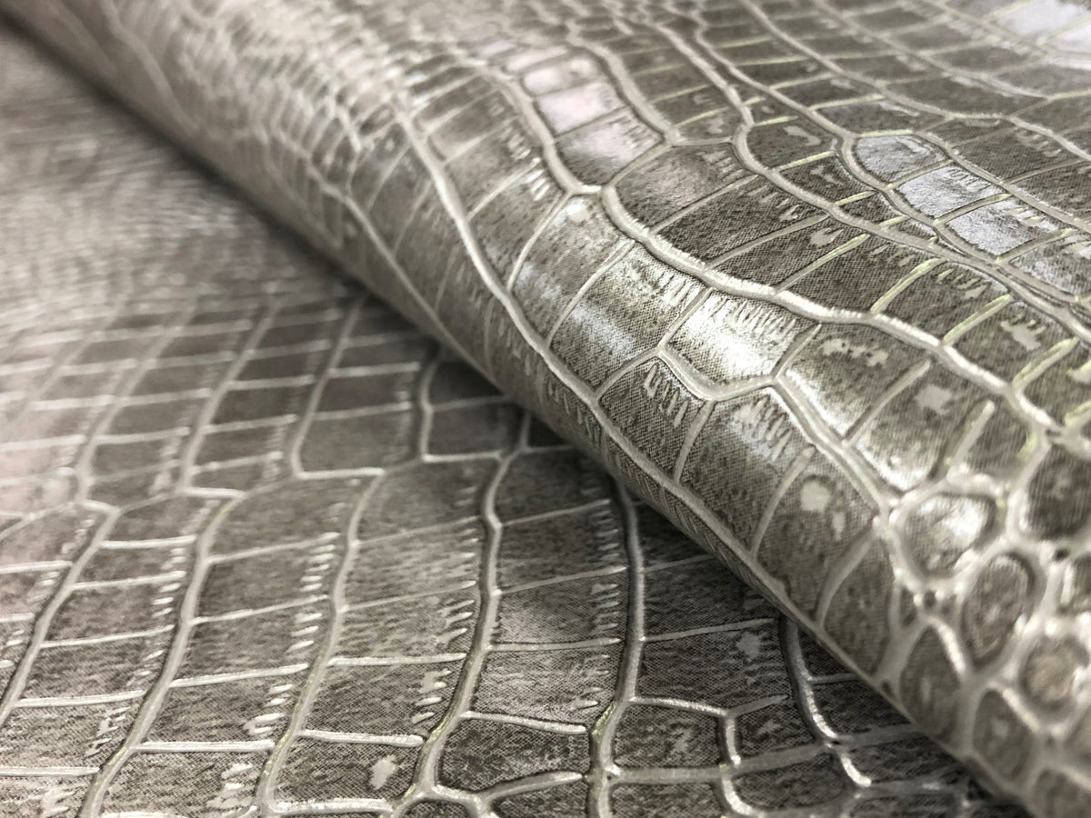 Gray Alligator Faux Leather Vinyl | Fabric Bistro | Columbia