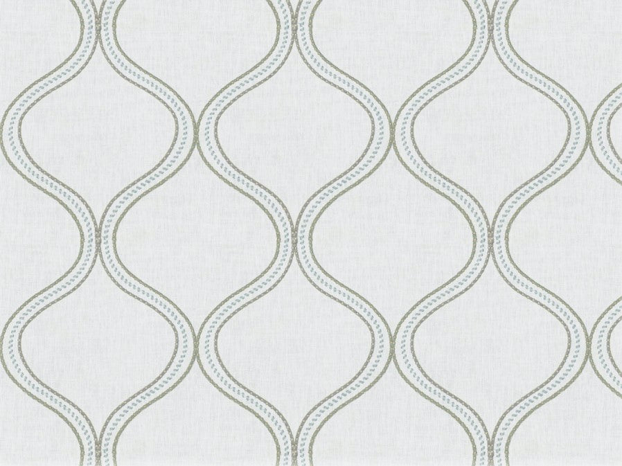 Popular Cotton Linen Embroidered Off White Grey Blue Beige Trellis Geometric Drapery Fabric