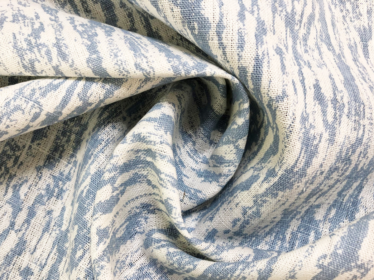 Panneau Drapé Personnalisé Scalamandré Soie Bleu Coquille – Doublé, Motif Cottage, Filtre Lumière