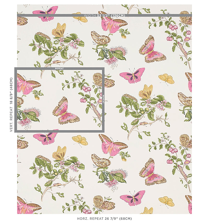 Schumacher Burnell Butterfly Wallpaper Blue, Fabric Bistro, Columbia