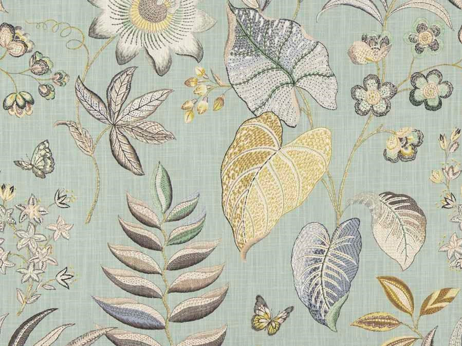 Kaufmann Butterfly Trail Printed Cotton Drapery Fabric in Platinum