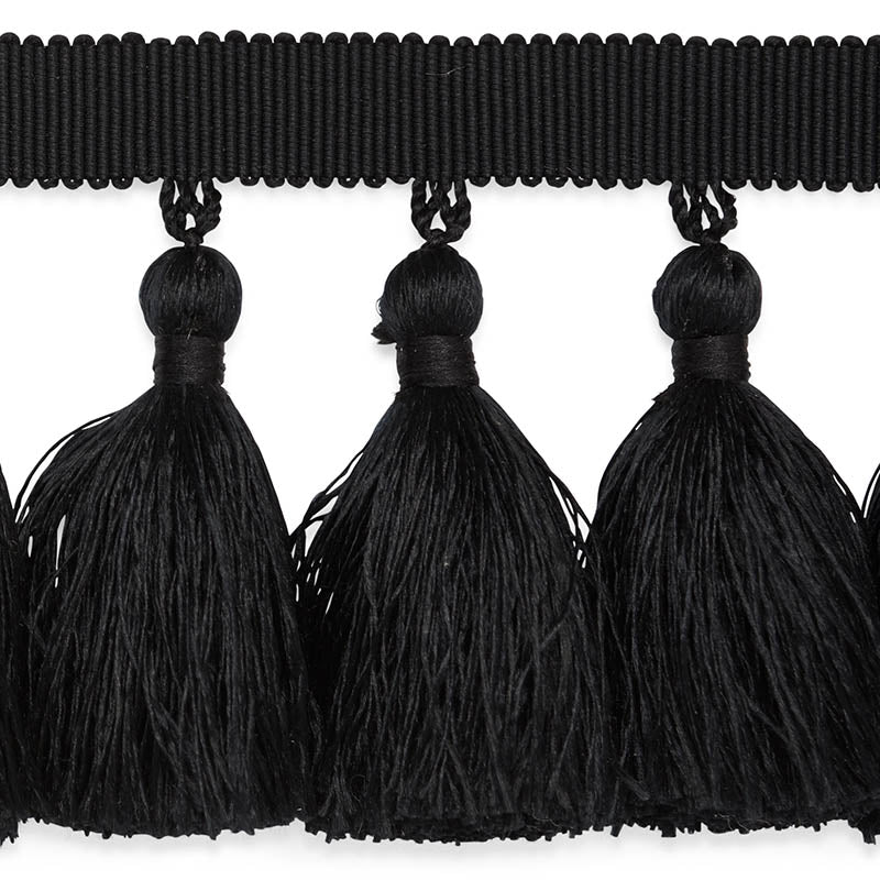 Schumacher Valentin Silk Tassel Trim Black, Fabric Bistro, Columbia