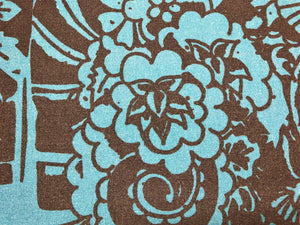 Water Resistant Outdoor Floral Brown Teal Blue Aqua Upholstery Fabric