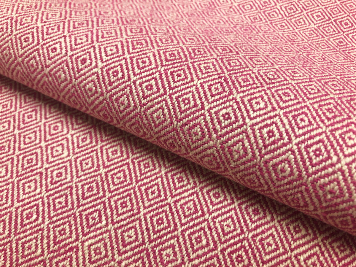 Pink and Green Geometic Linen Fabric