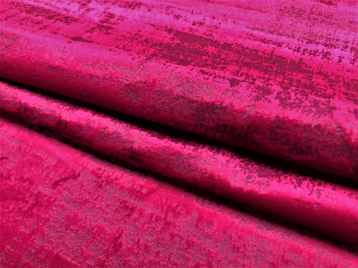 Hot Pink Magenta Raspberry Velvet Upholstery Drapery Fabric / RM