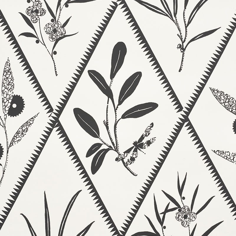 Schumacher Endimione Wallpaper Carbon Fabric Bistro Columbia