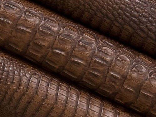 Stain Resistant Performance Brown Alligator Reptile Faux Leather Upholstery Vinyl