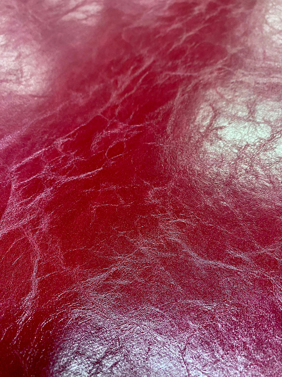 Cherry Red Faux Leather Vinyl Fabric, Upholstery, Heavyweight, 54 Wide