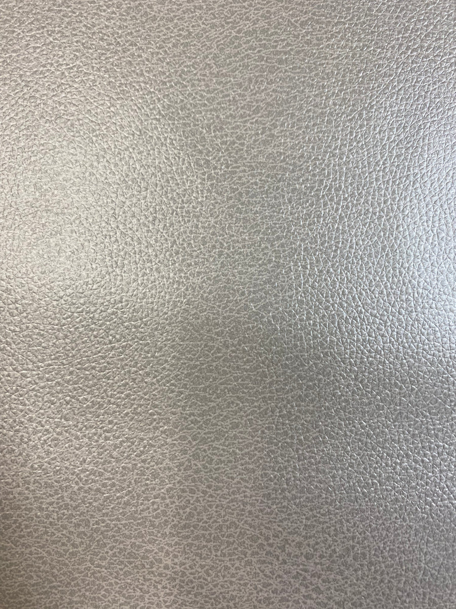 G363 Silver Metallic Leather Grain Upholstery Faux Leather By The