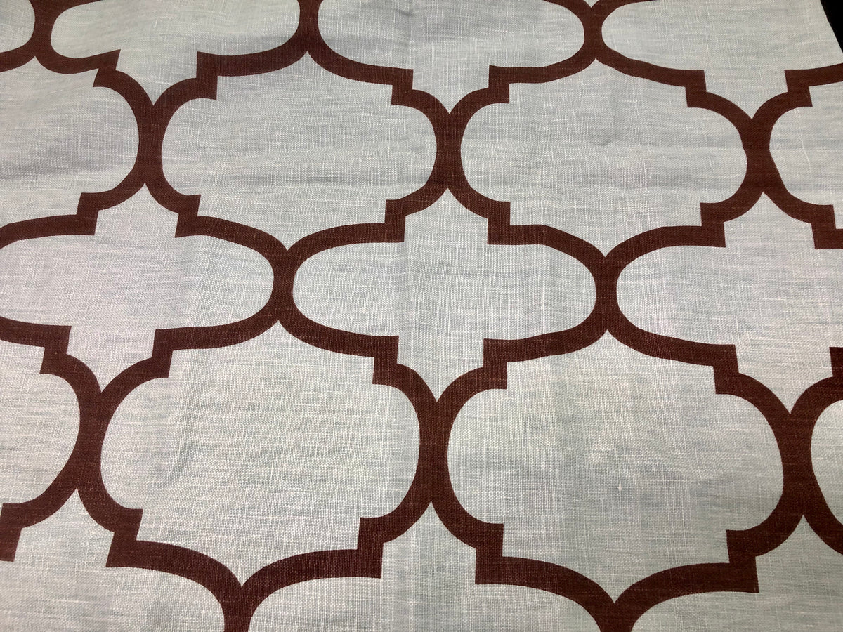 3/4 Yard Windsor Smith Kravet Linen Riad Pearl Fabric Aqua Blue Brown Trellis high quality Pattern S130