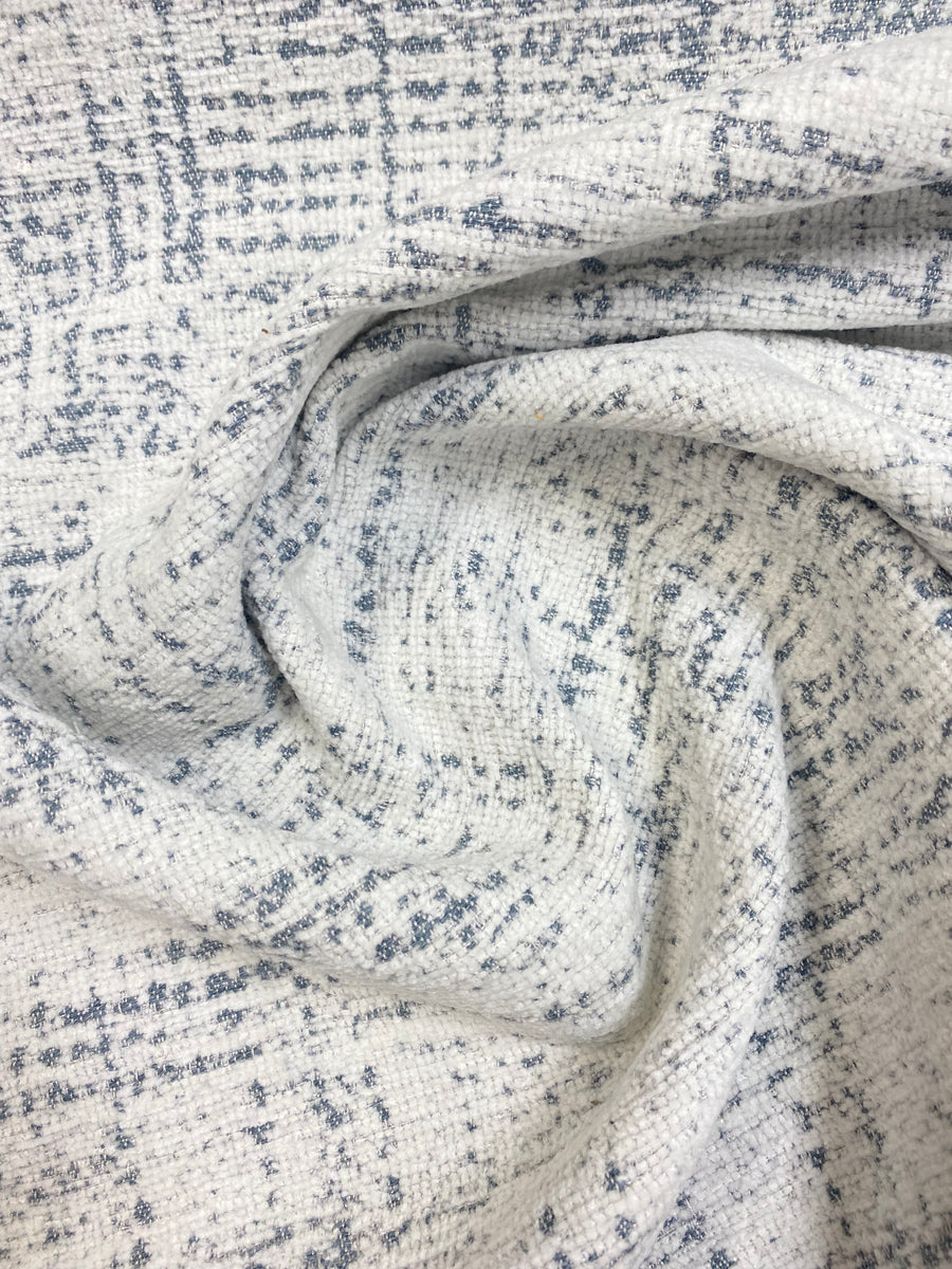 Designer Water & Stain Resistant Grey Blue White Green Abstract Chenille Upholstery Fabric 2024 WHS393