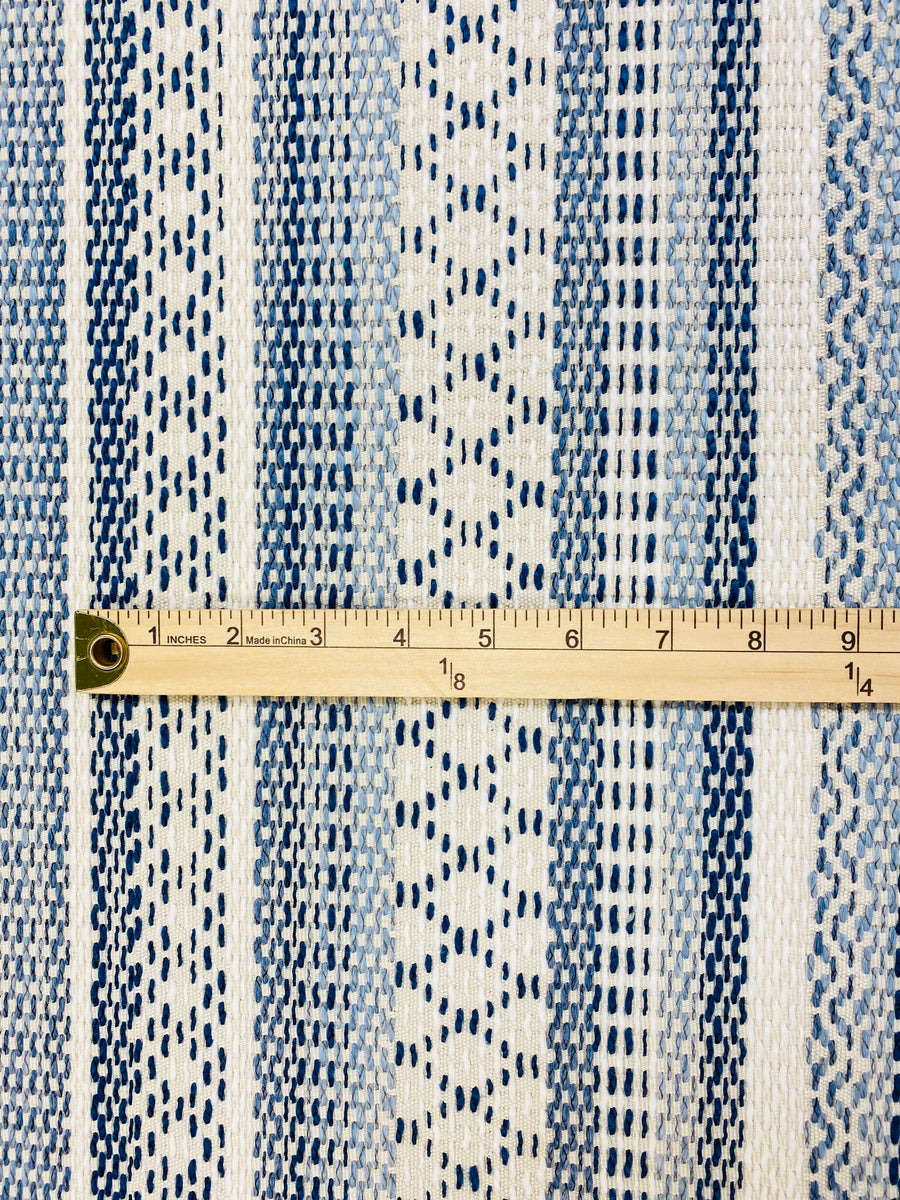 1.5 Yds shops Designer French Blue Beige Woven Ethnic Upholstery Fabric WHS779