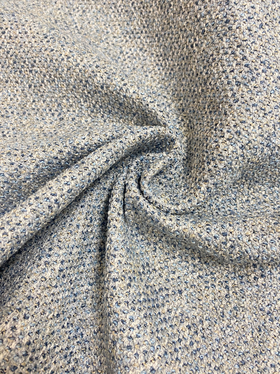 Navy Blue Beige Small Check Tweed outlet Upholstery Fabric