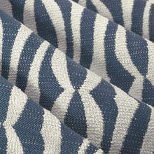Load image into Gallery viewer, Bella Dura Indoor Outdoor Marina Bay Geometric Denim Blue Cream Upholstery Drapery Fabric FB