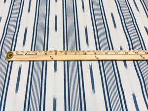 1.25 Yard Remnant Thibaut Odeshia Stripe Navy Cotton Fabric