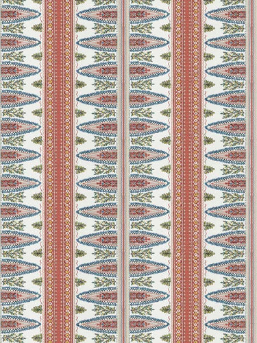 Cotton Linen Coral Blue White Green Yellow Stripe Floral Upholstery Drapery Fabric FB