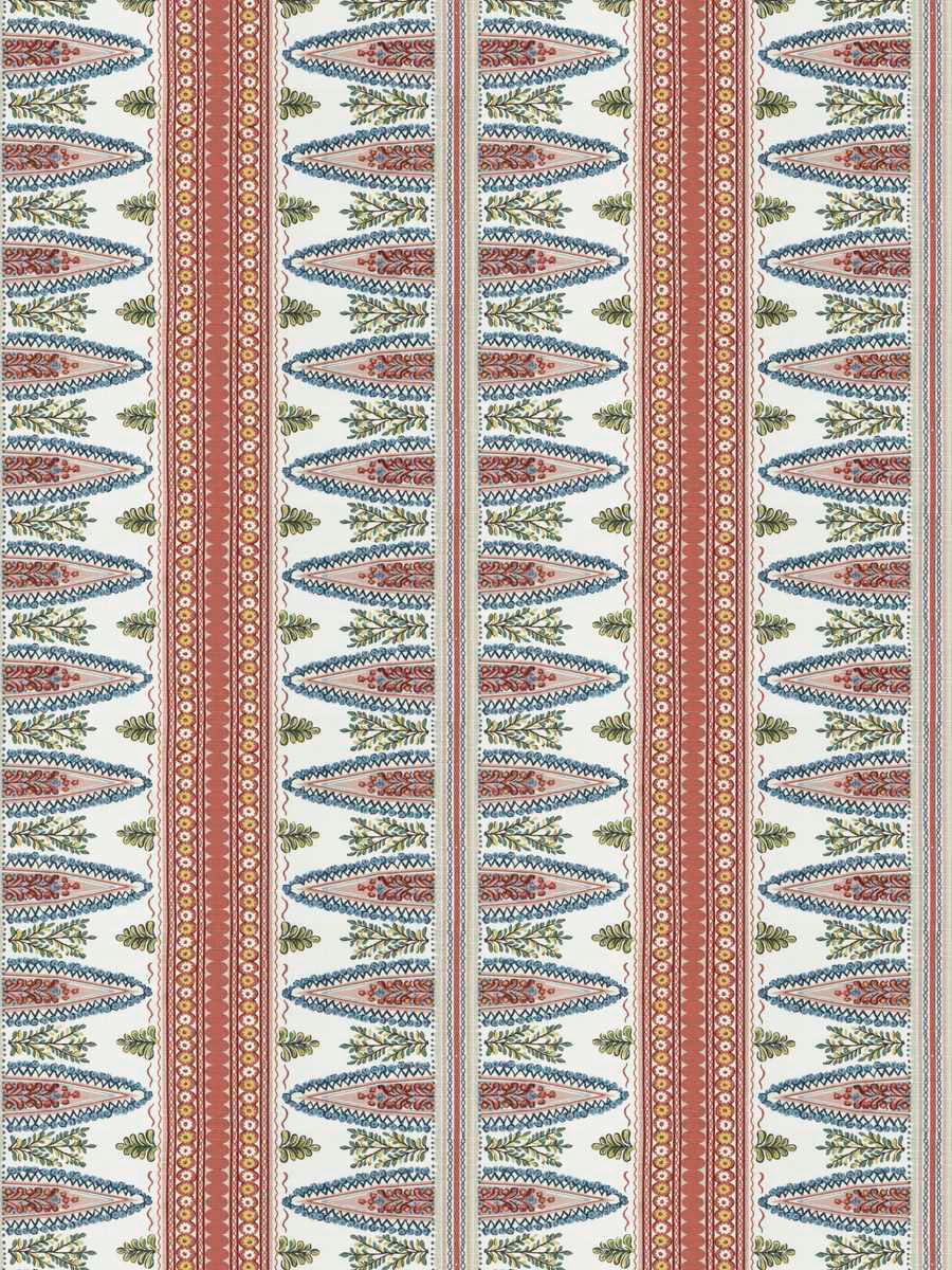 Cotton Linen Coral Blue White Green Yellow Stripe Floral Upholstery Drapery Fabric FB