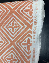 Load image into Gallery viewer, 1.8 Yard Quadrille China Sea Fiorentina Terracotta Orange on White Linen Fabric