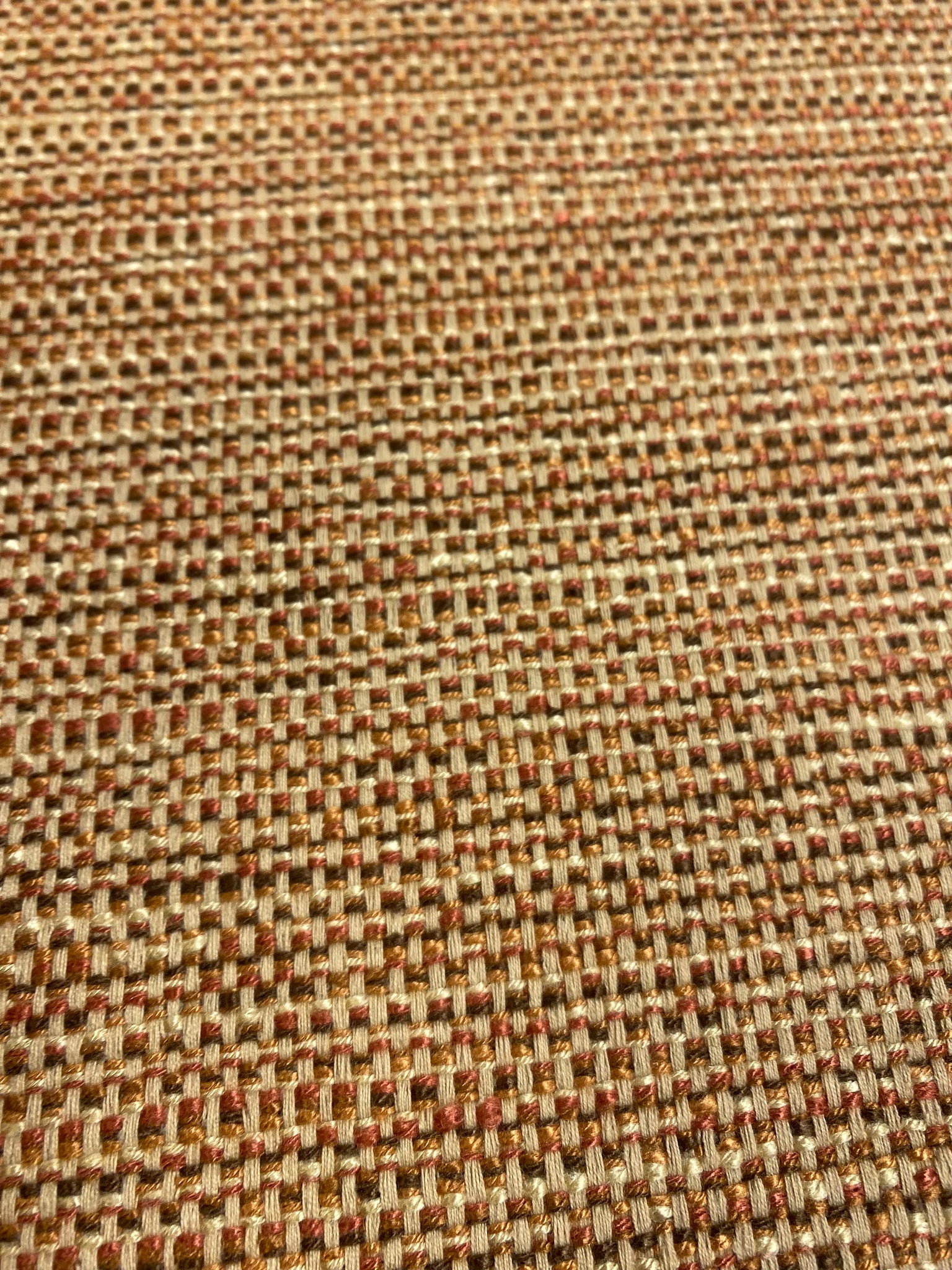 Designer Woven Water & Stain Resistant Forest offers Green Caramel Brown Beige Rusty Red Stripe Geometric Upholstery Drapery Fabric STA150