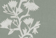 Load image into Gallery viewer, Cotton Linen Cream Seafoam Floral Crewel Embroidered Drapery Fabric FB
