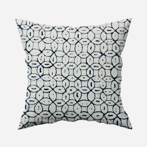 Custom Made Quadrille China Seas Melong Batik Navy Blue on Tint Pillow Cover