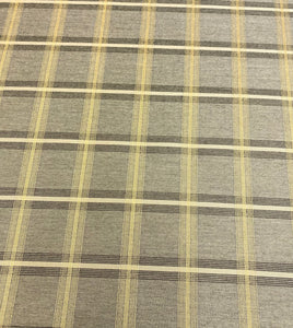 Sunbrella Flannel Fusion 44098-0003 Grey Black Gold Outdoor Plaice Tartan Upholstery Fabric WHS 5061