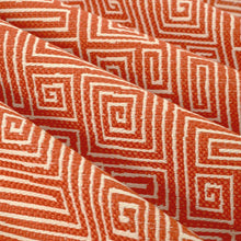 Load image into Gallery viewer, Bella Dura Indoor Outdoor Lido Key Geometric Greek Key Orange Cream Upholstery Drapery Fabric FB